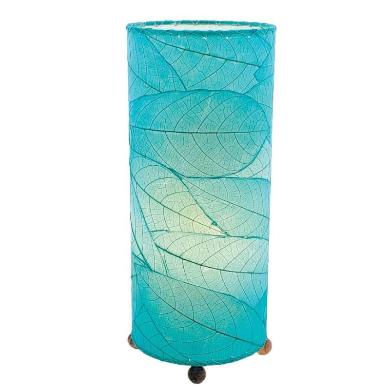 Outdoor/ Indoor Cocoa Leaf Cylinder Table Lamp - Blue